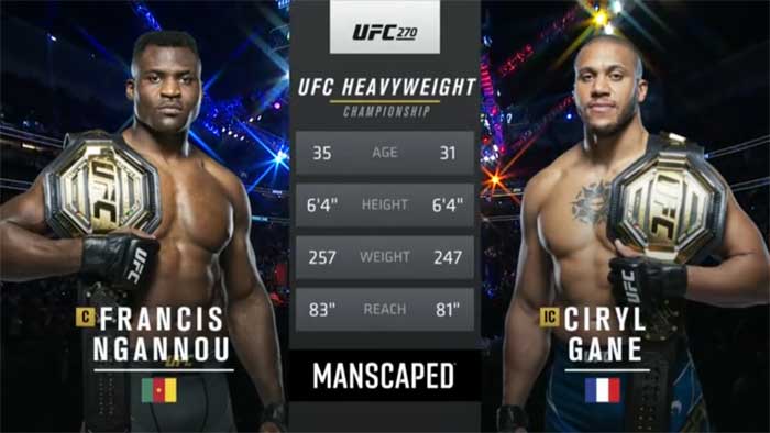 UFC main event: Ngannou vs Ghana