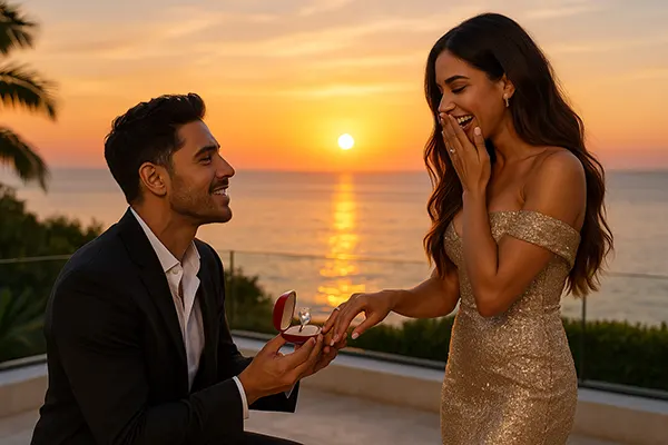 Luxury engagement moment